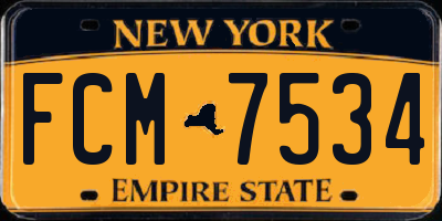 NY license plate FCM7534