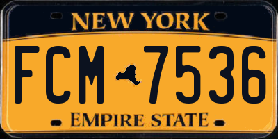 NY license plate FCM7536