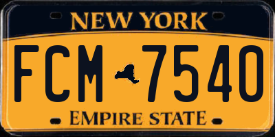 NY license plate FCM7540