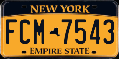 NY license plate FCM7543