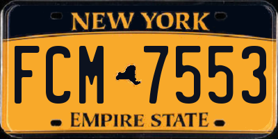 NY license plate FCM7553