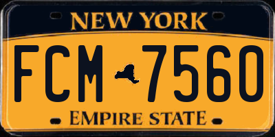 NY license plate FCM7560