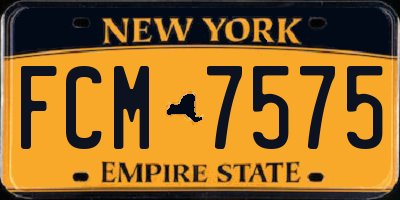 NY license plate FCM7575