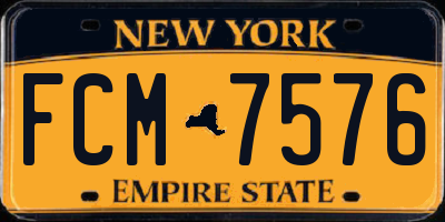 NY license plate FCM7576