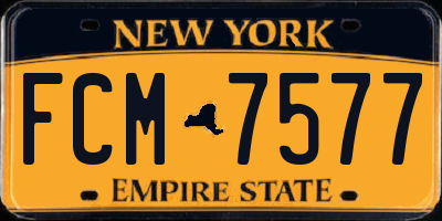 NY license plate FCM7577