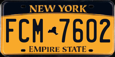 NY license plate FCM7602