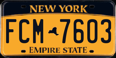 NY license plate FCM7603