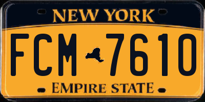 NY license plate FCM7610