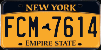 NY license plate FCM7614