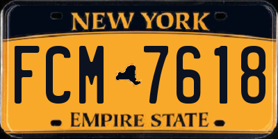 NY license plate FCM7618