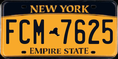 NY license plate FCM7625