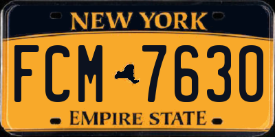 NY license plate FCM7630