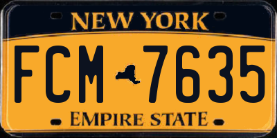 NY license plate FCM7635