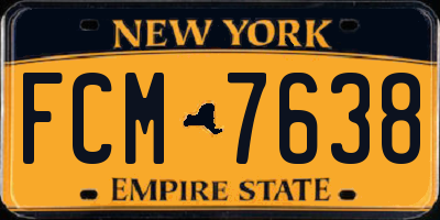 NY license plate FCM7638