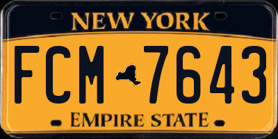 NY license plate FCM7643