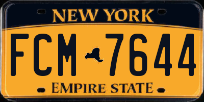 NY license plate FCM7644