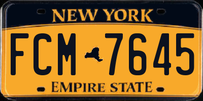 NY license plate FCM7645