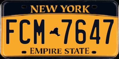 NY license plate FCM7647
