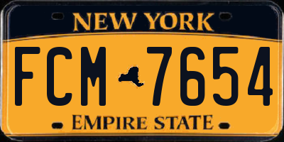 NY license plate FCM7654
