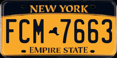 NY license plate FCM7663