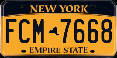 NY license plate FCM7668