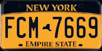 NY license plate FCM7669