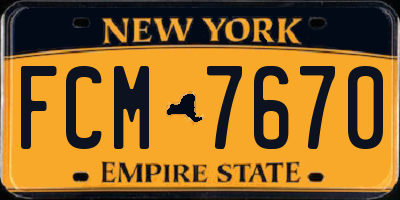 NY license plate FCM7670