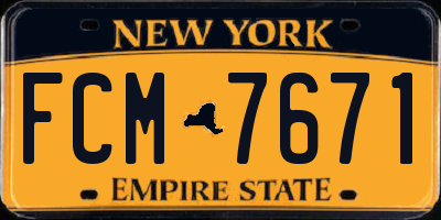 NY license plate FCM7671