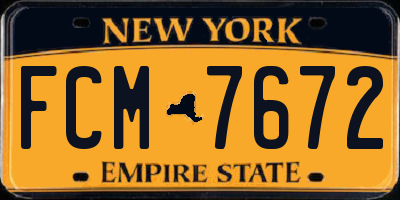 NY license plate FCM7672