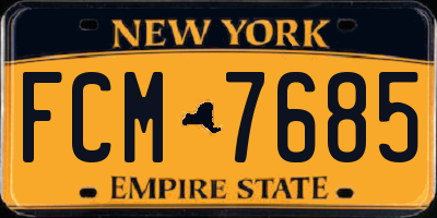 NY license plate FCM7685