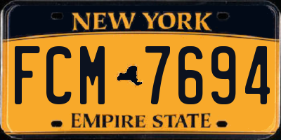 NY license plate FCM7694