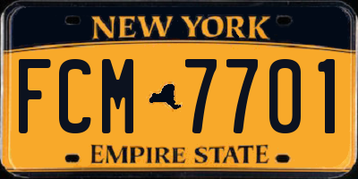 NY license plate FCM7701