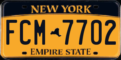 NY license plate FCM7702