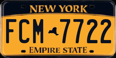 NY license plate FCM7722