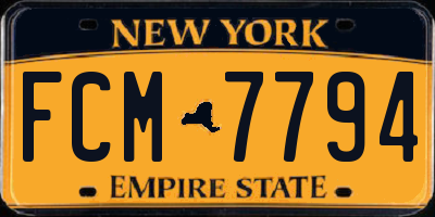 NY license plate FCM7794