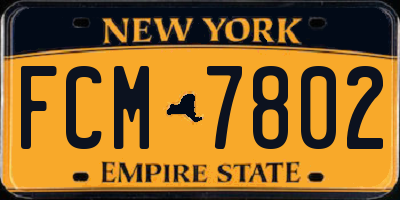 NY license plate FCM7802