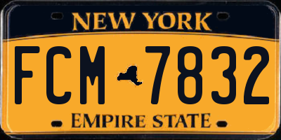 NY license plate FCM7832