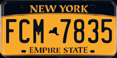 NY license plate FCM7835