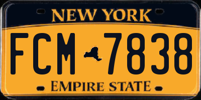 NY license plate FCM7838