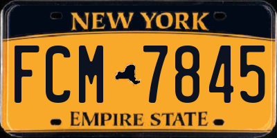 NY license plate FCM7845