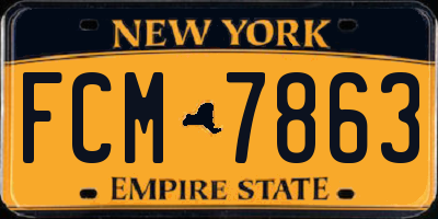 NY license plate FCM7863