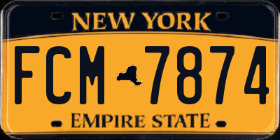 NY license plate FCM7874