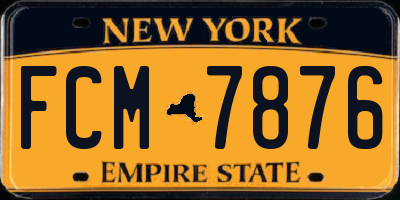 NY license plate FCM7876