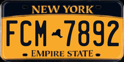NY license plate FCM7892