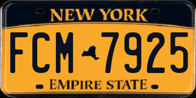 NY license plate FCM7925