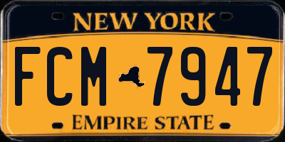 NY license plate FCM7947