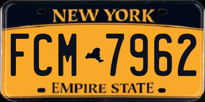 NY license plate FCM7962
