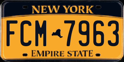 NY license plate FCM7963