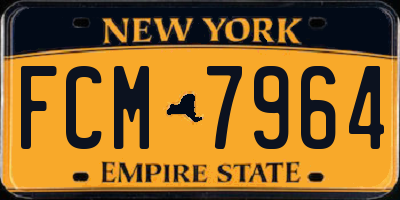 NY license plate FCM7964
