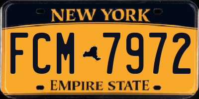 NY license plate FCM7972